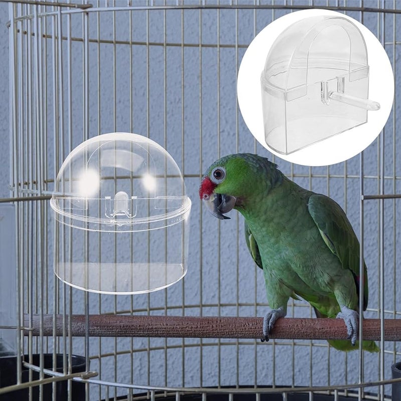 وعاء تغذية قفص الطيور الأكريليك بتصميم مشبك مقاوم للتناثر مجموعة حاويات طعام الببغاء 2 قطعة - Image 5